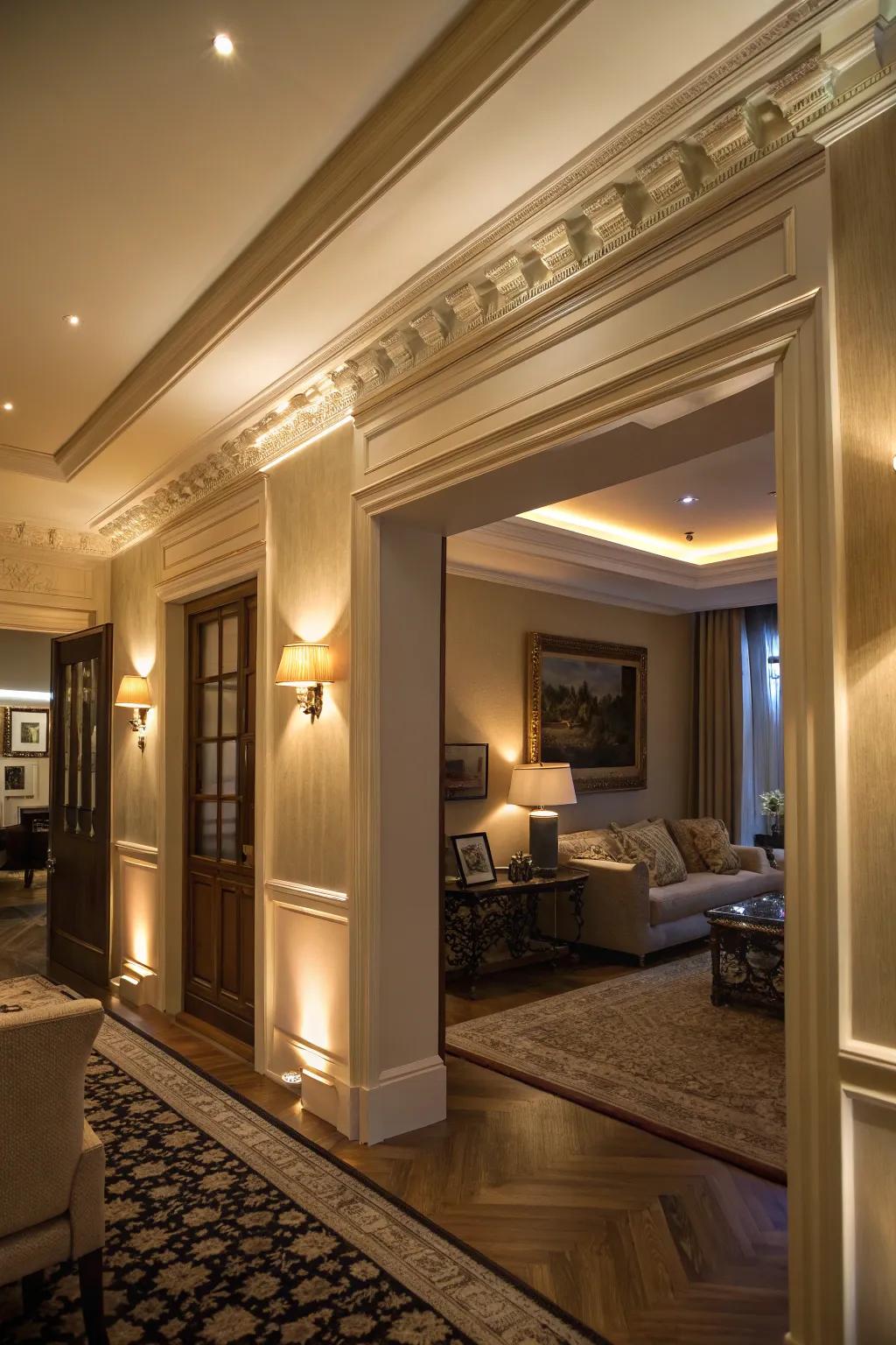 Enhance the atmosphere with integrated molding lights.