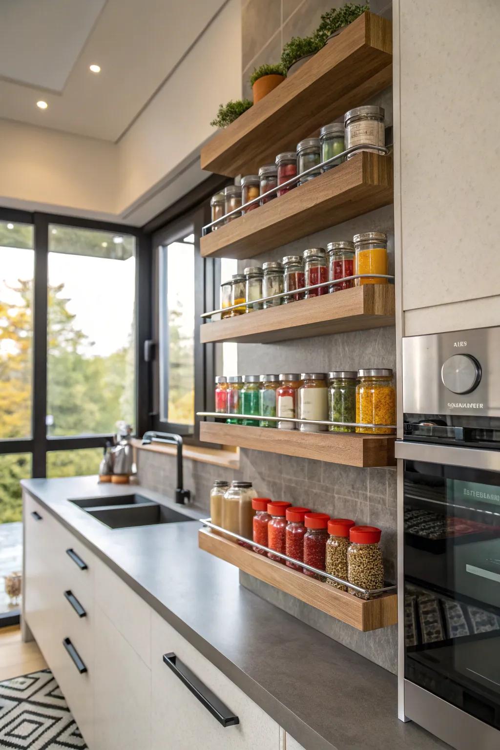 Floating boards merge contemporary style with practicality.