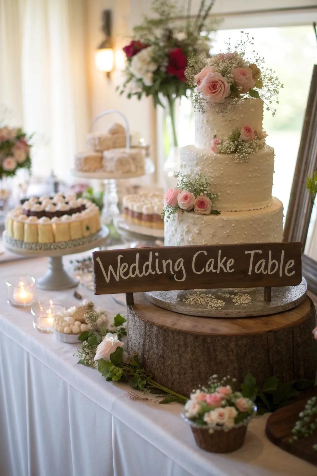 Fun signage injects charm into the cake display.