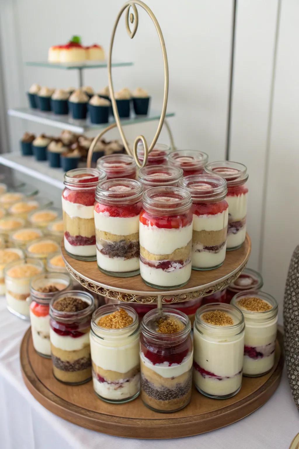 Small dessert cups offering individual servings of sweetness.