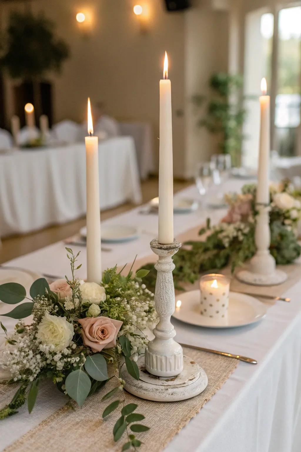 Slender flames establishing a minimalist and cultured ambiance.