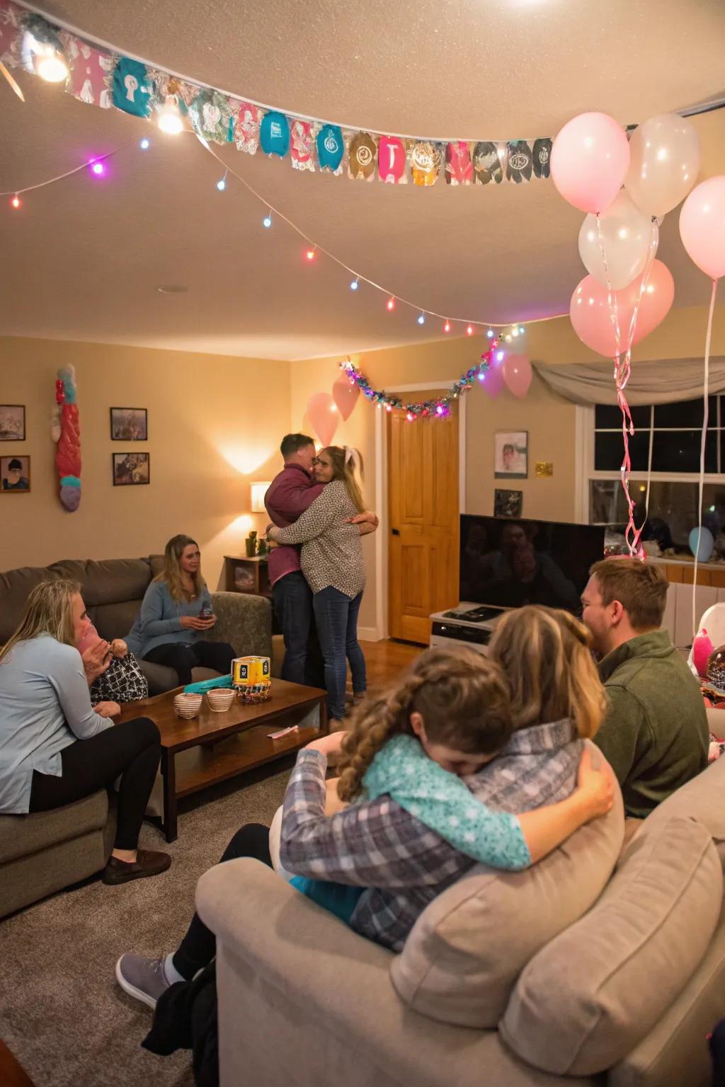 A heartfelt surprise gathering with close family and friends.