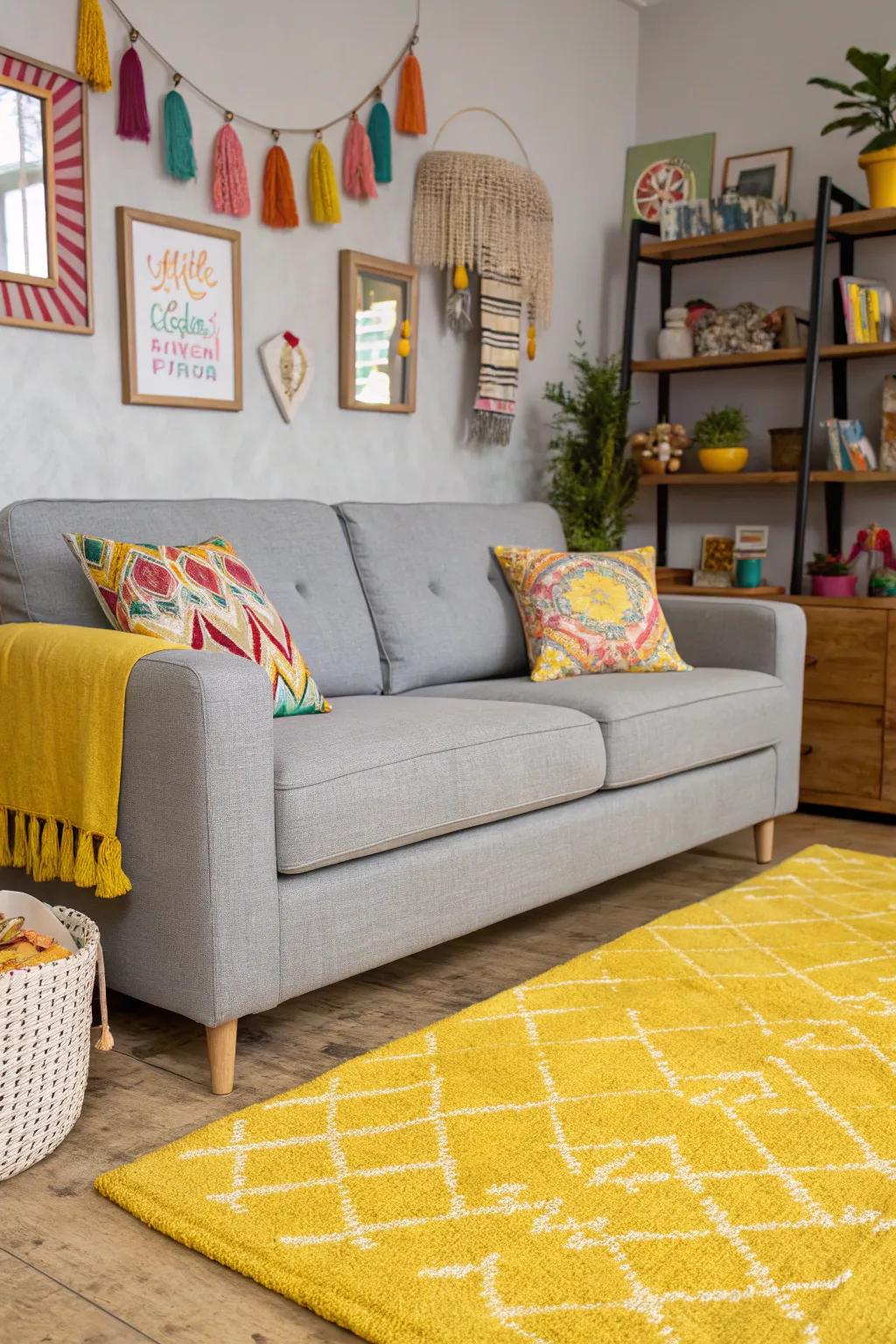 Bright gold rugs bring lively energy and vibrancy to your space.