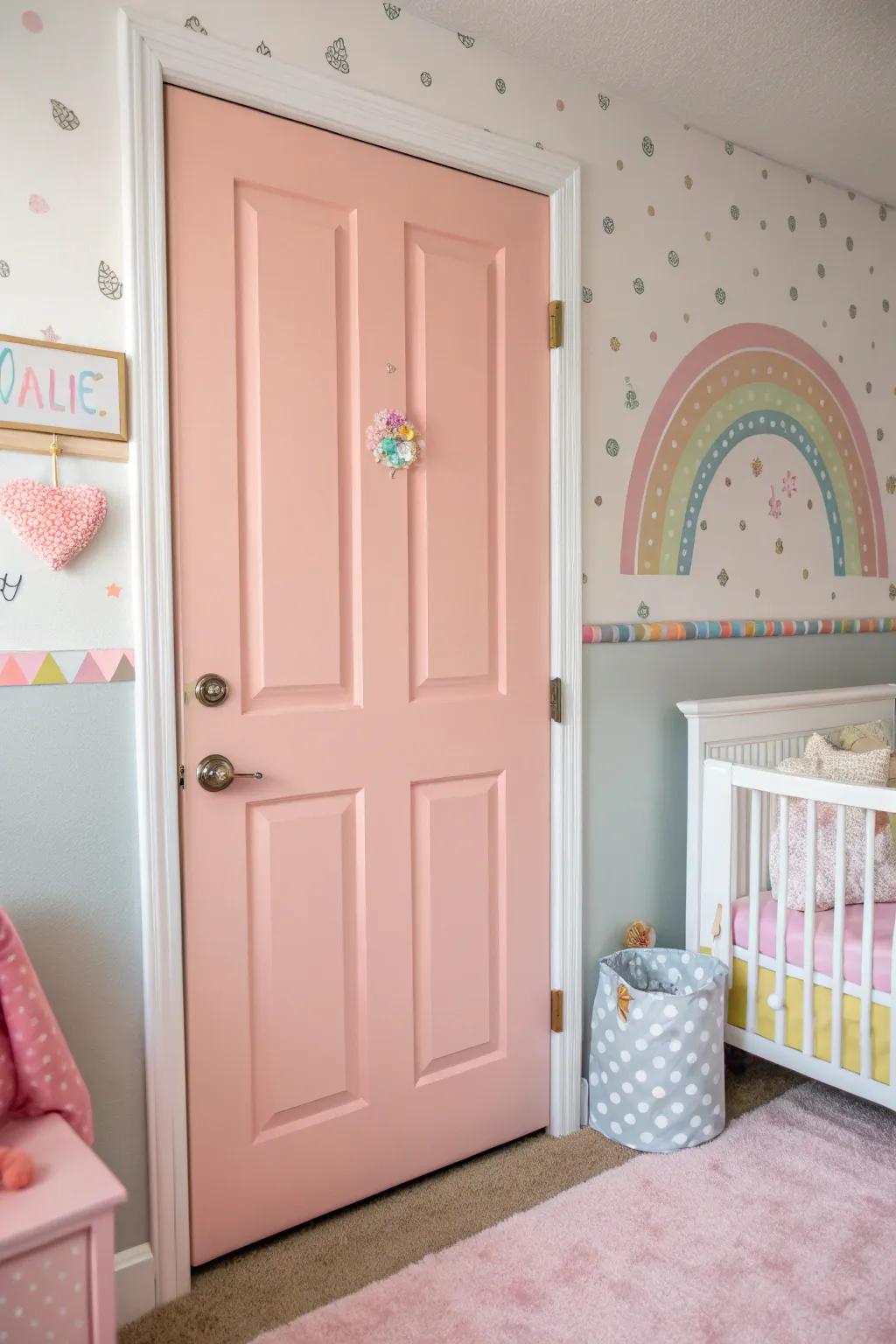 Rose doors bring a playful and sweet vibe.