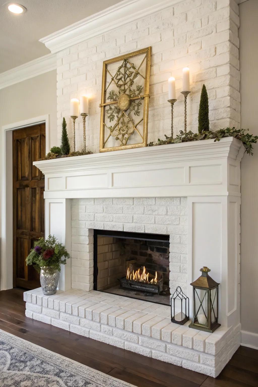 A distinctive mantel introduces drama and character to the fireplace.
