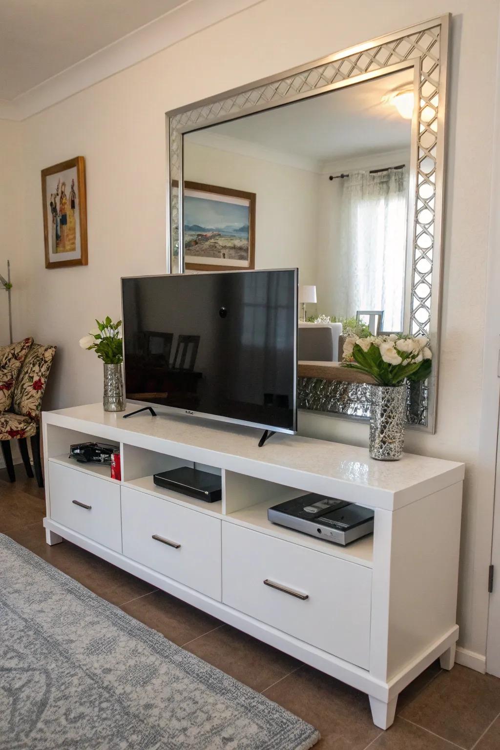 Open up your space with a decorative looking glass.