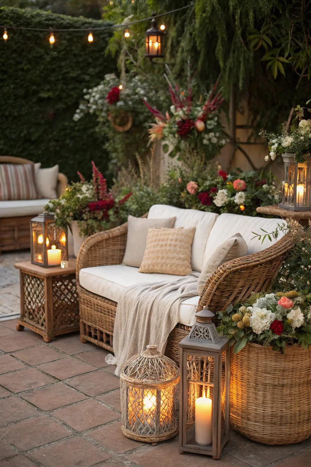 Customizing through plants and lights for a cozy ambiance.