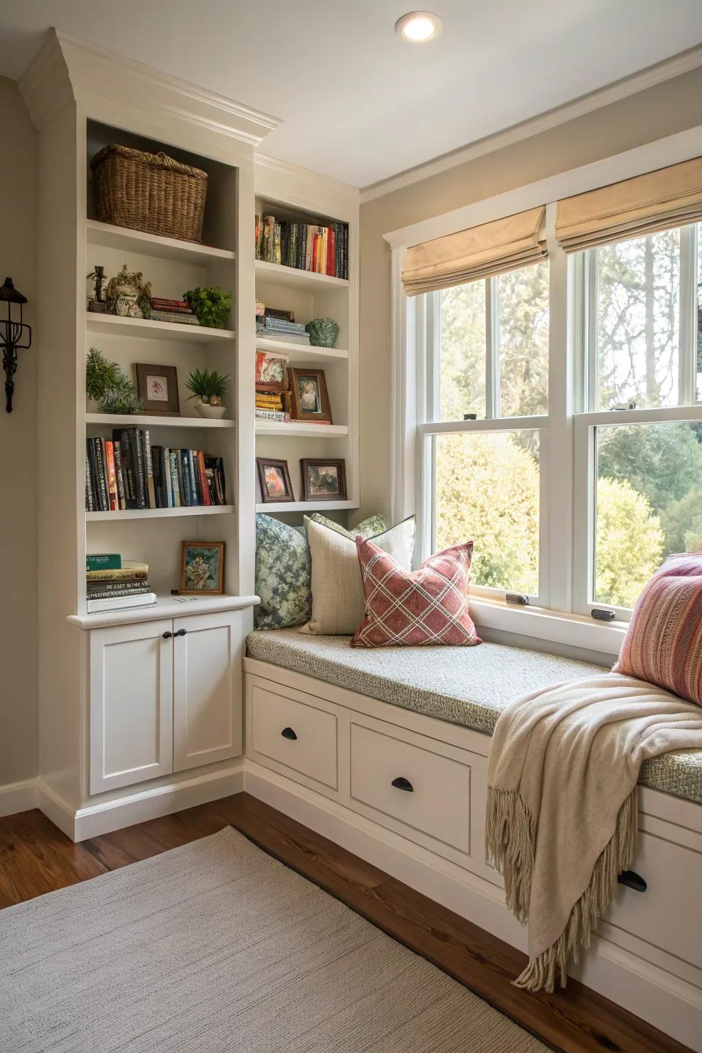 Turn a closet into a secluded, cozy window nook.