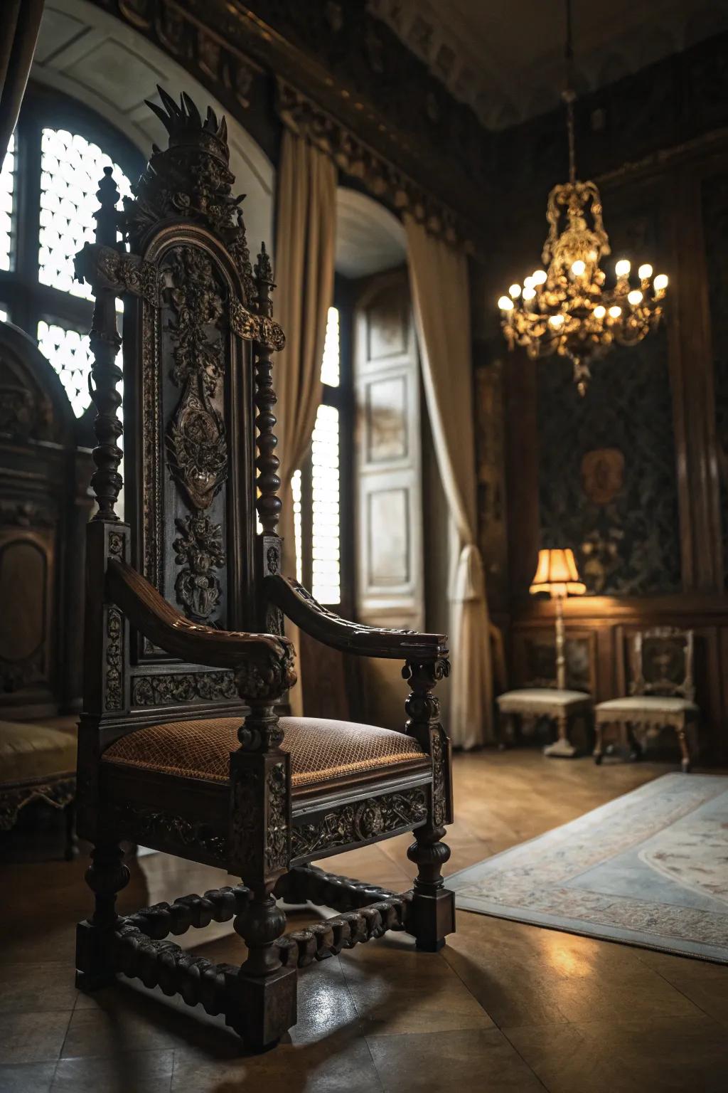 Ornate vintage furnishings lend elegance to the retreat.