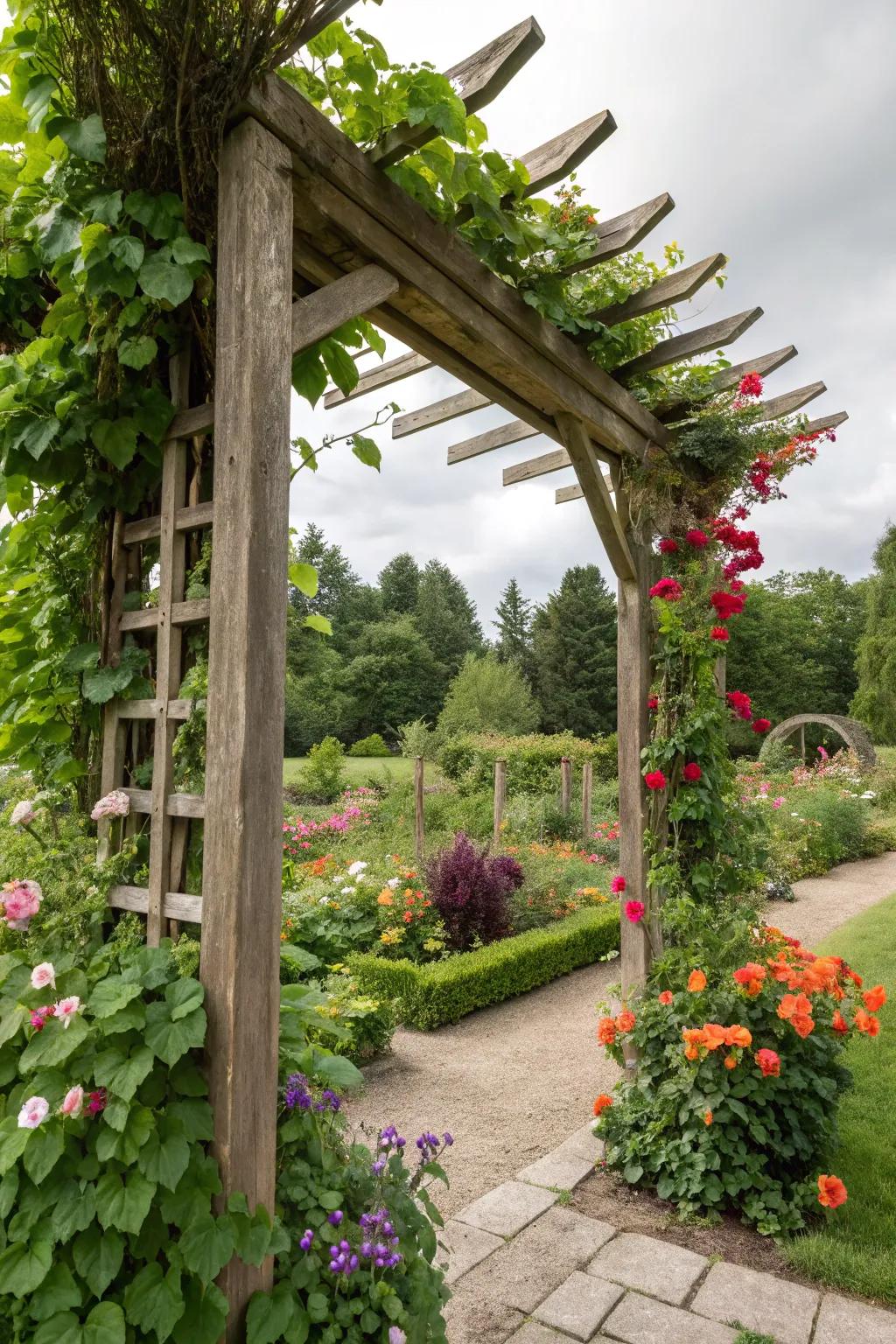 Let your garden thrive with elegant wooden climbing supports.