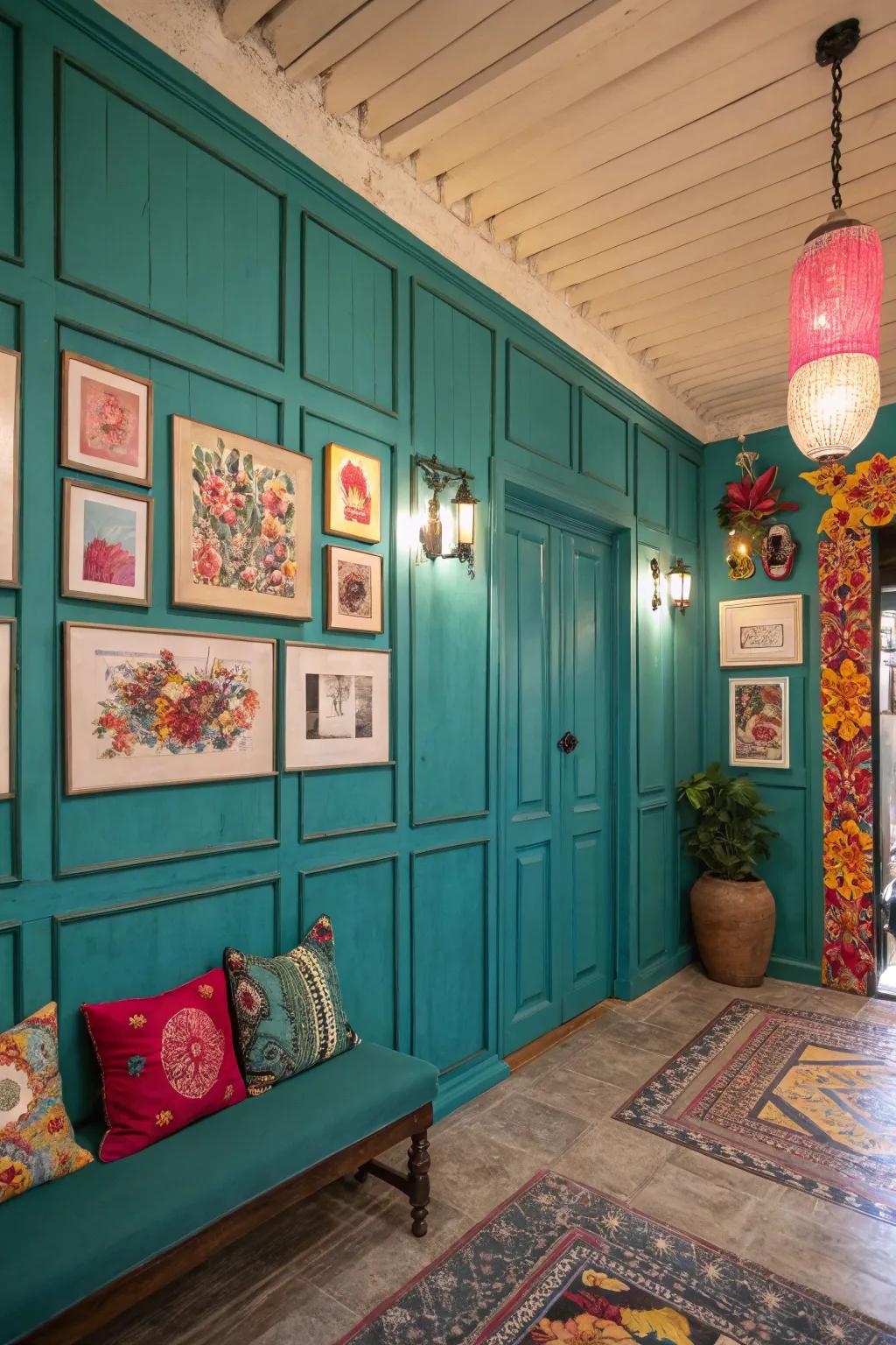 Painted timber coverings introduce a burst of color.