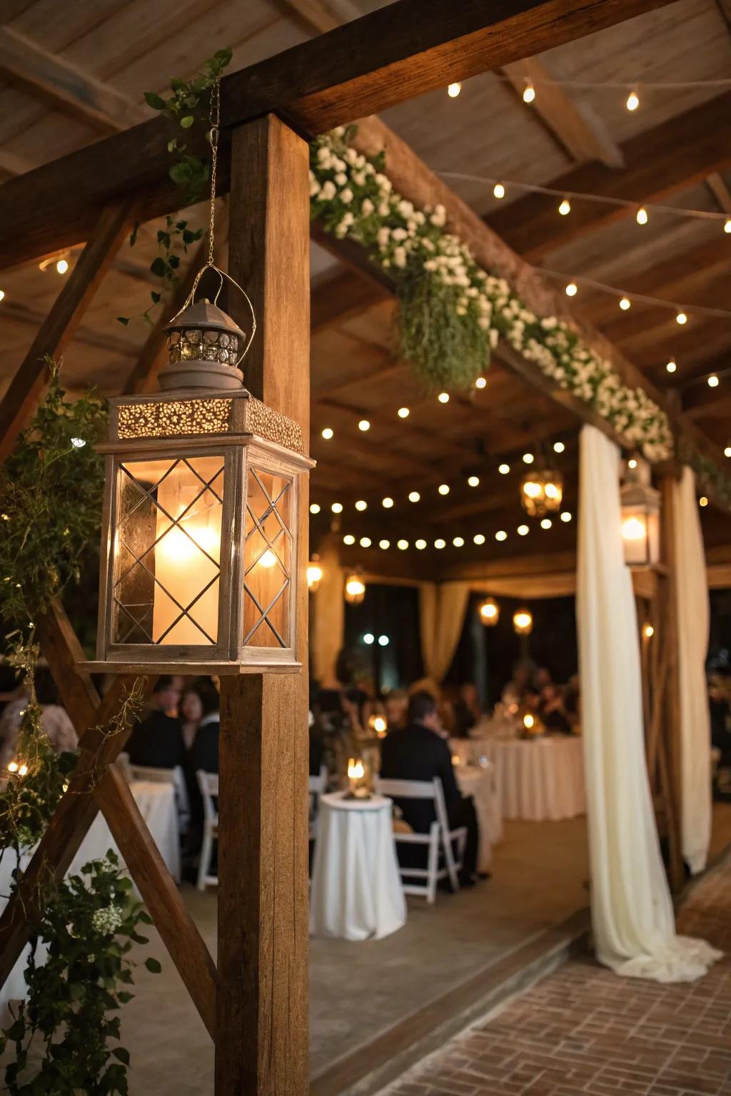 Suspended luminaries evoke a soothing and magical ambiance.