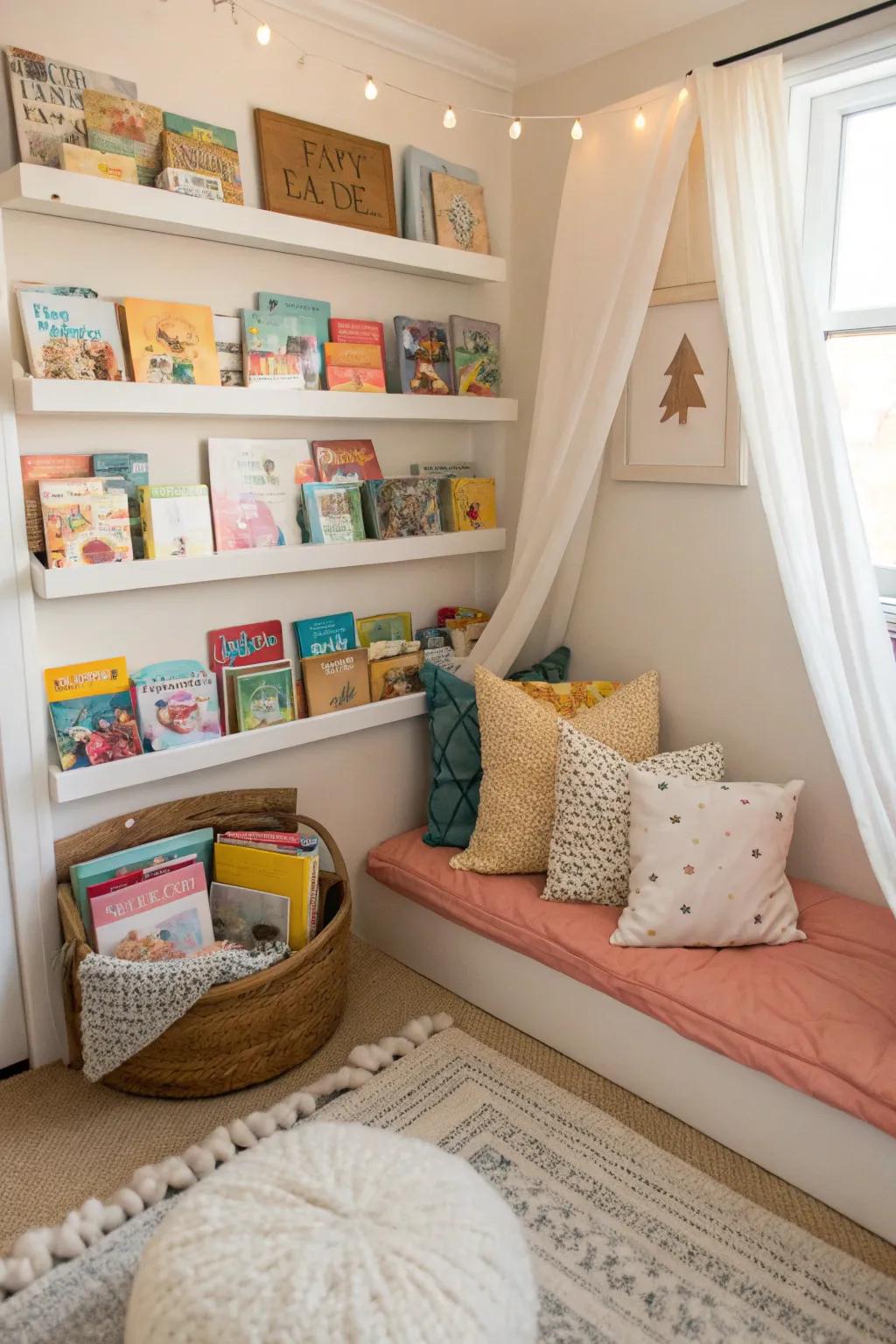 A reading corner boosts a love for books and peaceful discovery.