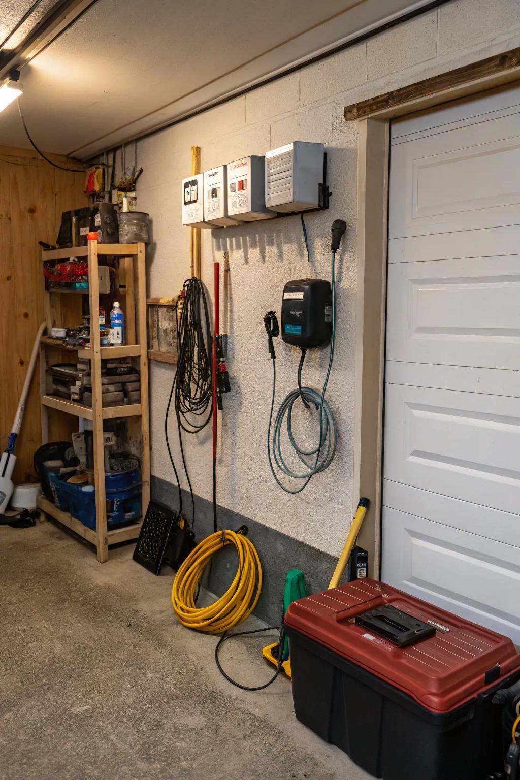 A charging station ensures your tools are always ready to use.