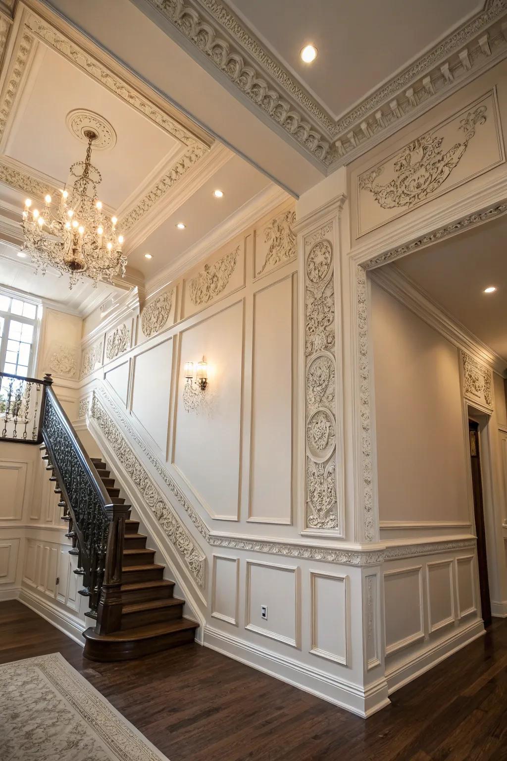 Creative wall moldings add character and refinement.