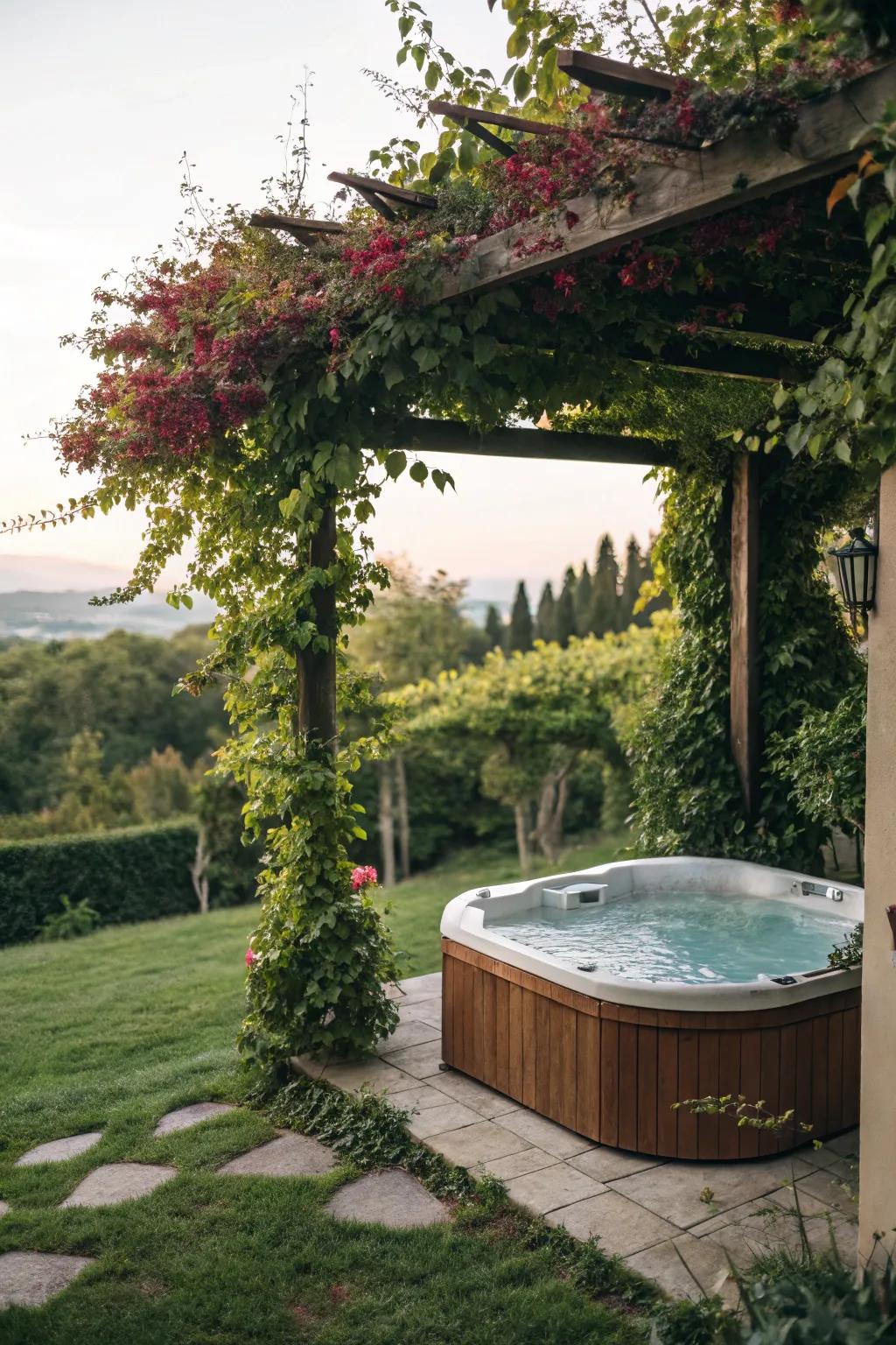 A pergola furnishes shade and a hint of romance.