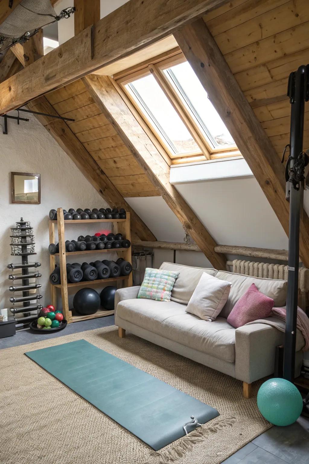 A cozy relaxation area to unwind following exercises.