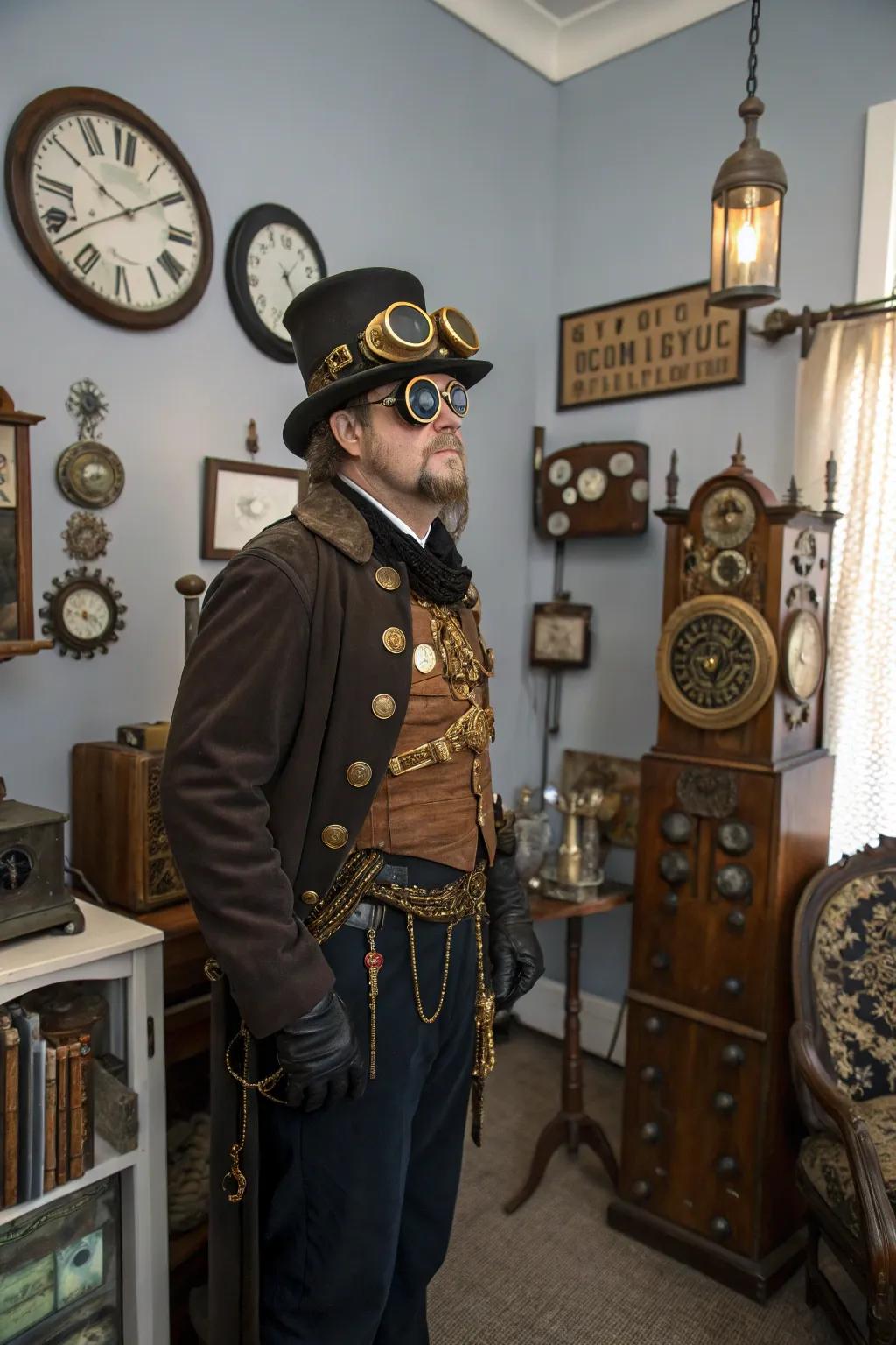With a steampunk-inspired costume, you may travel through time.