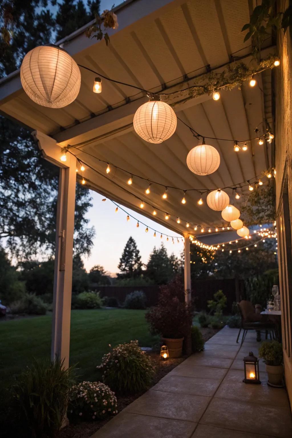 Establish magical evenings with string lights and lanterns.