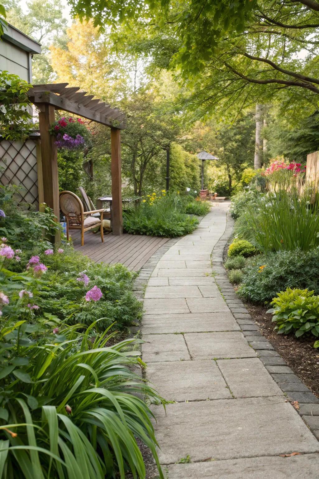 Concrete pavers define paths and add structure to your garden.
