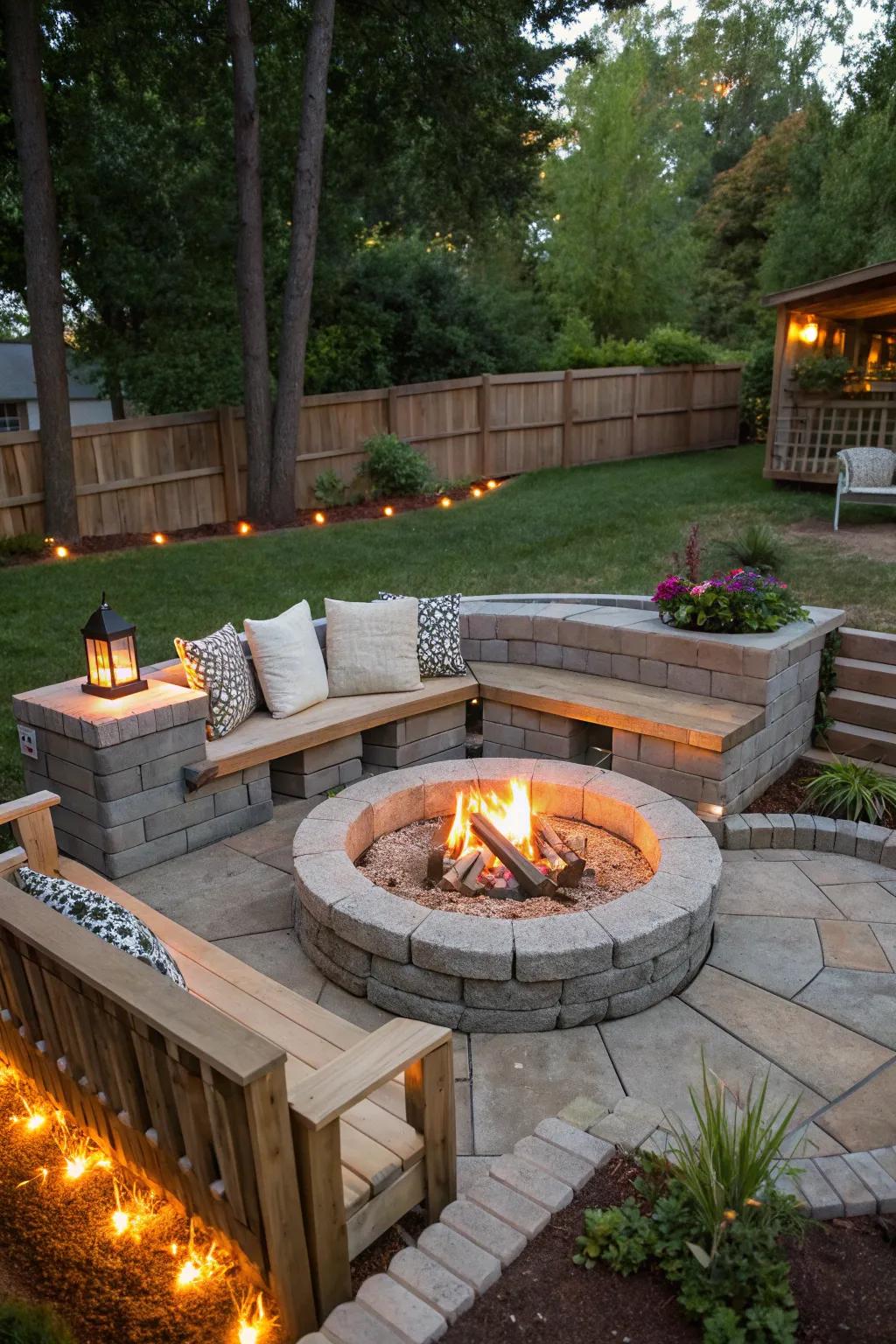 Tiered seating adds architectural interest to your fire feature space.