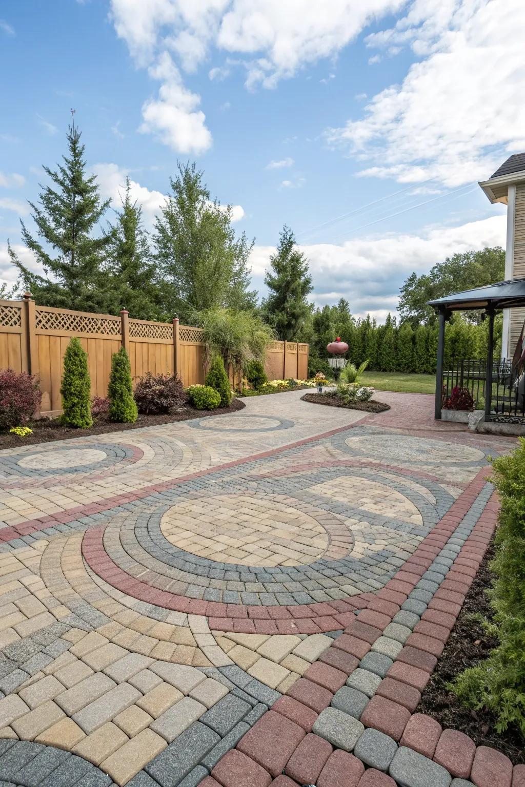 Interlocking pavers offer versatility and style.