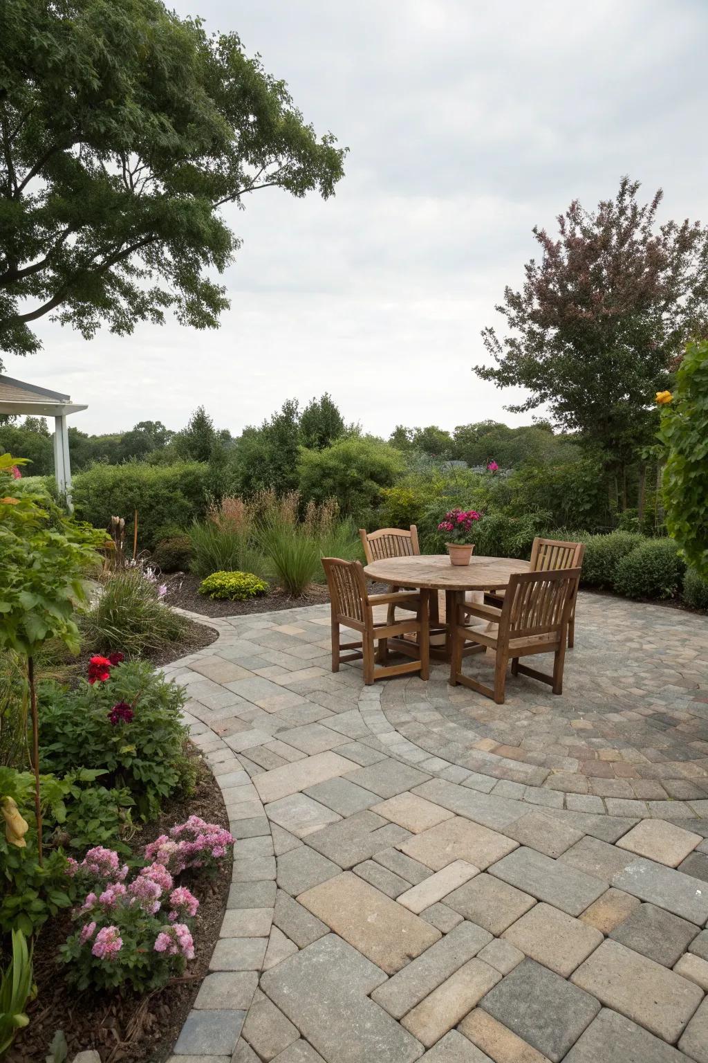 Patio pavers introducing texture and style