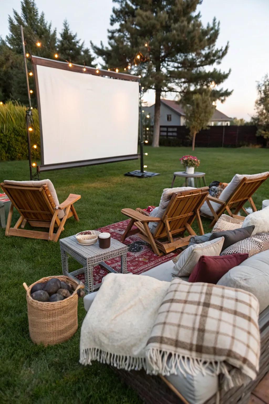 Delight in a cinematic experience in your own backyard with an outdoor movie board.