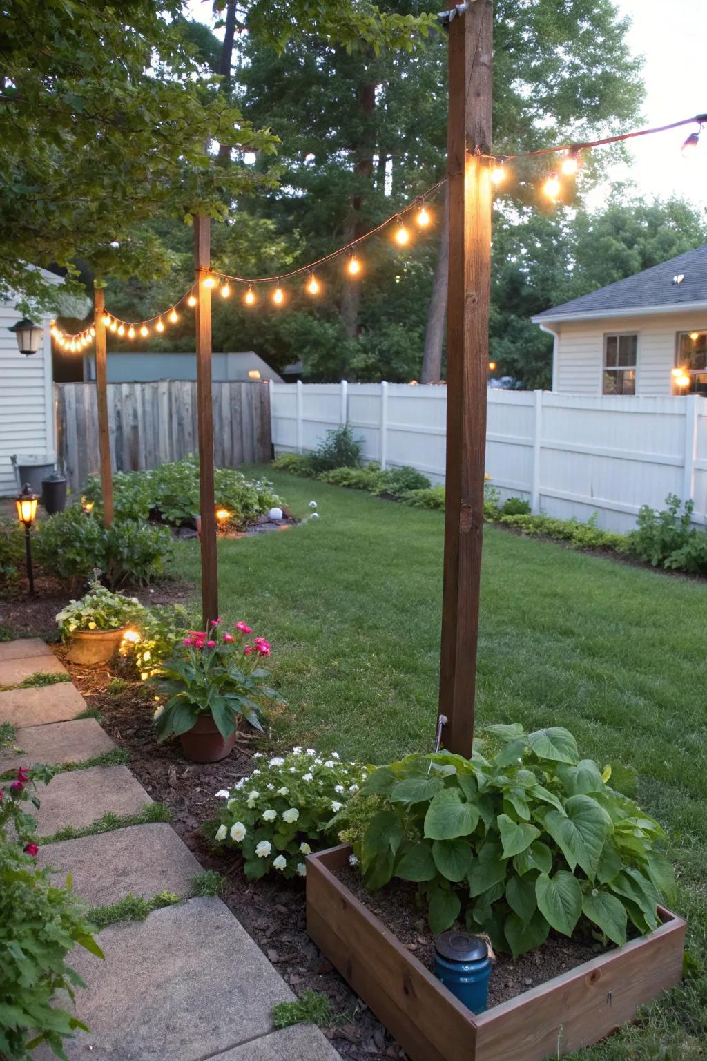 Planter pole lights combine greenery and functionality beautifully.