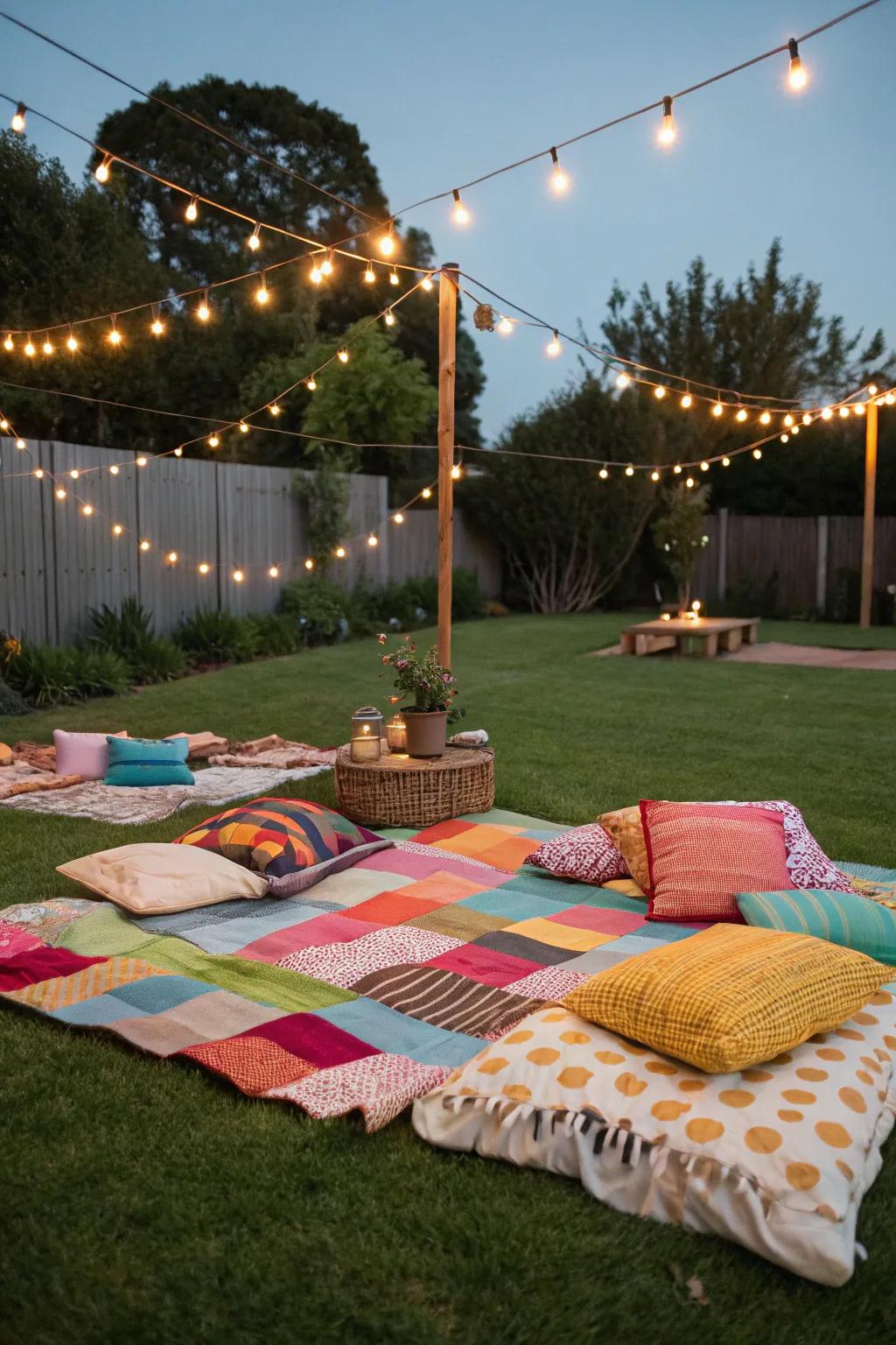 Picnic blankets deliver a laid-back and appealing seating design.
