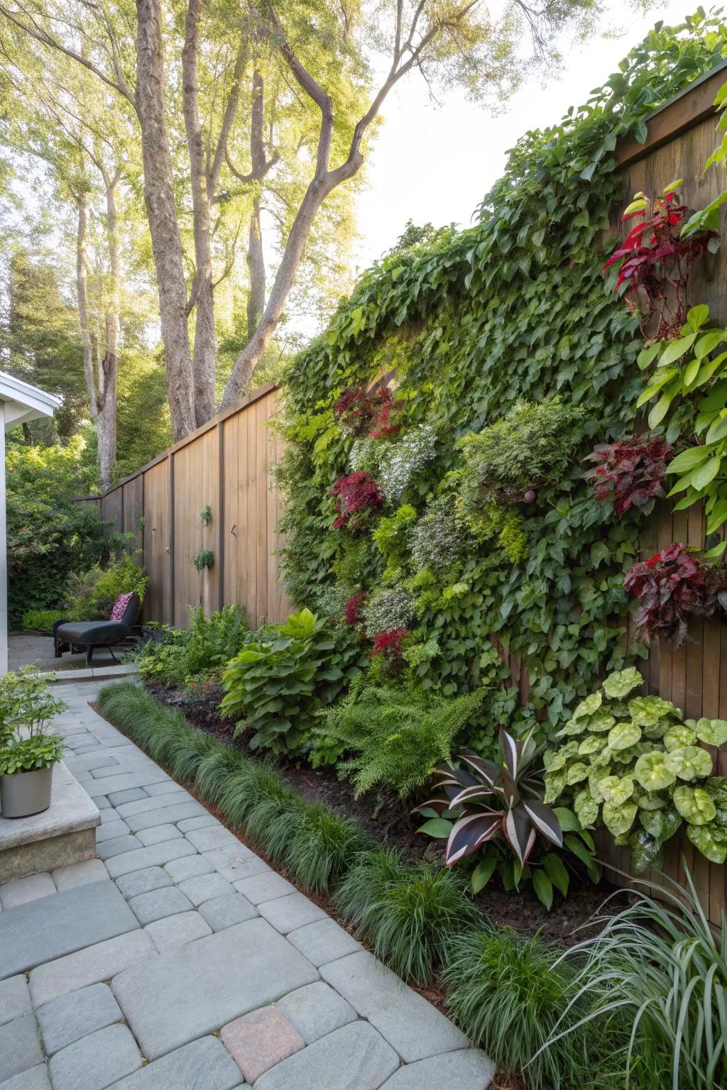 A living barrier adds a green element and privacy.