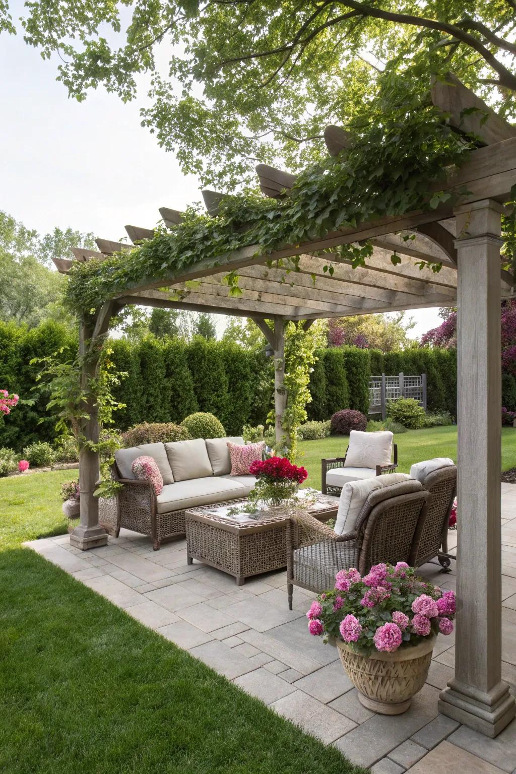 A pergola introduces sophistication and shade to your backyard.