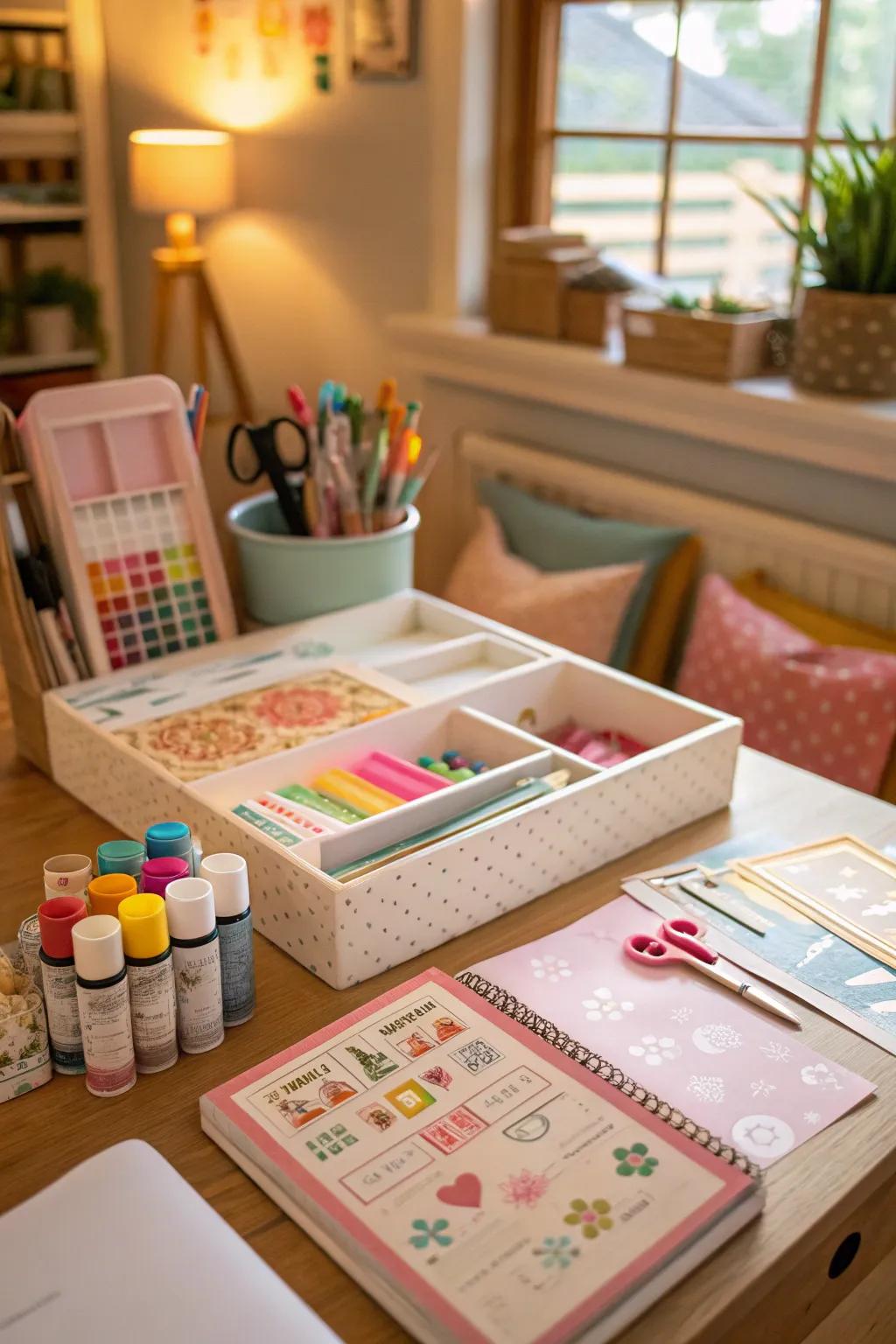 A creative DIY craft station for party guests.