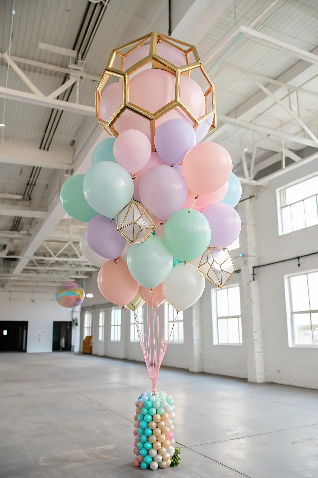 A geometric balloon display that adds a modern touch to any decor.
