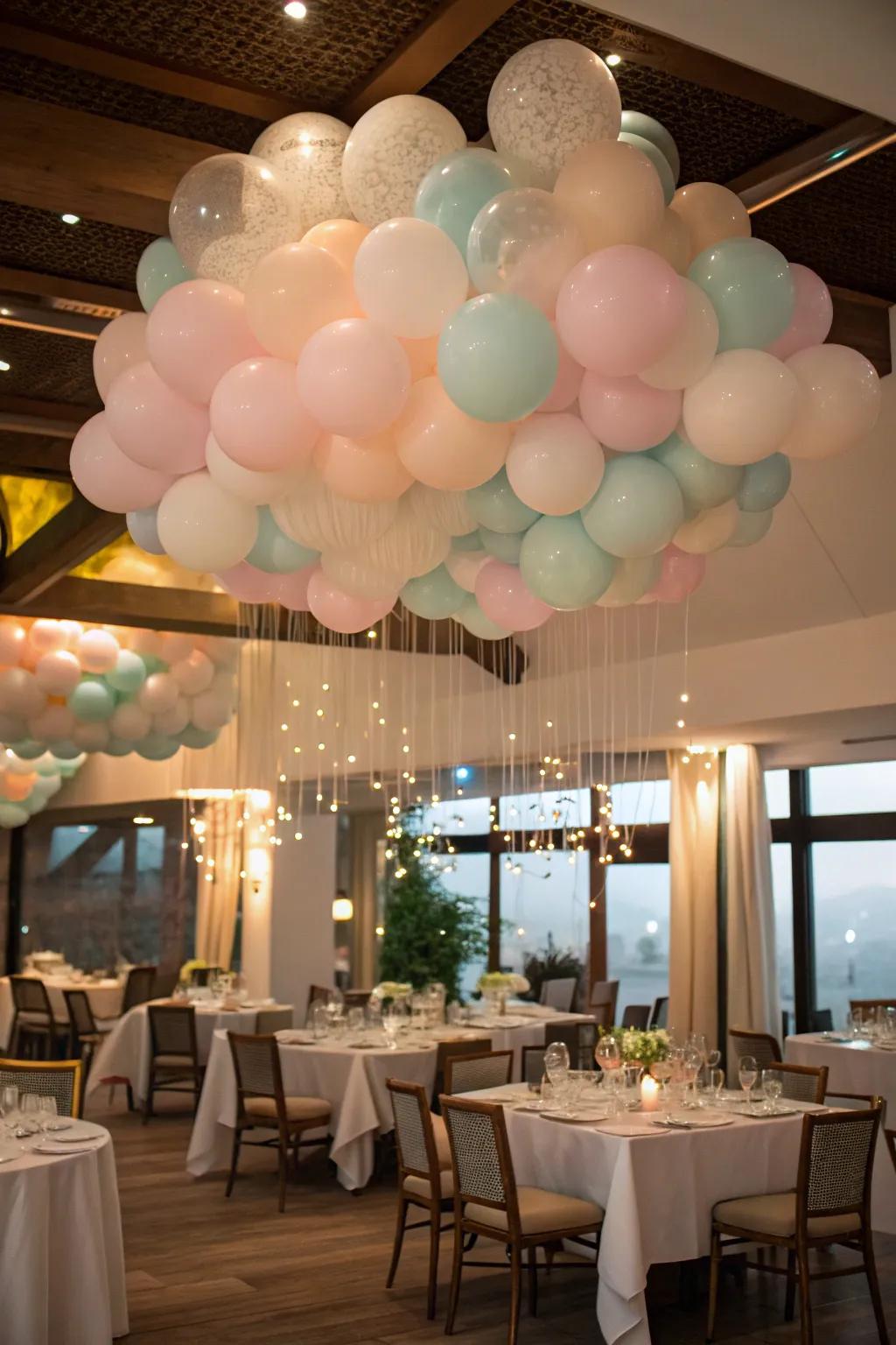 Balloon clouds bring a dreamy, airy impression.