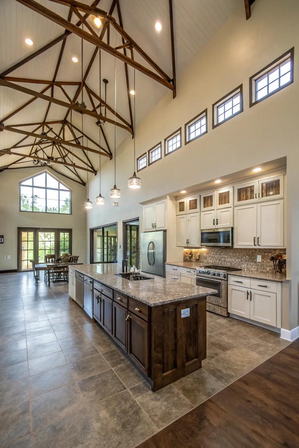 Extended ceilings enhance the feeling of openness and luxury.