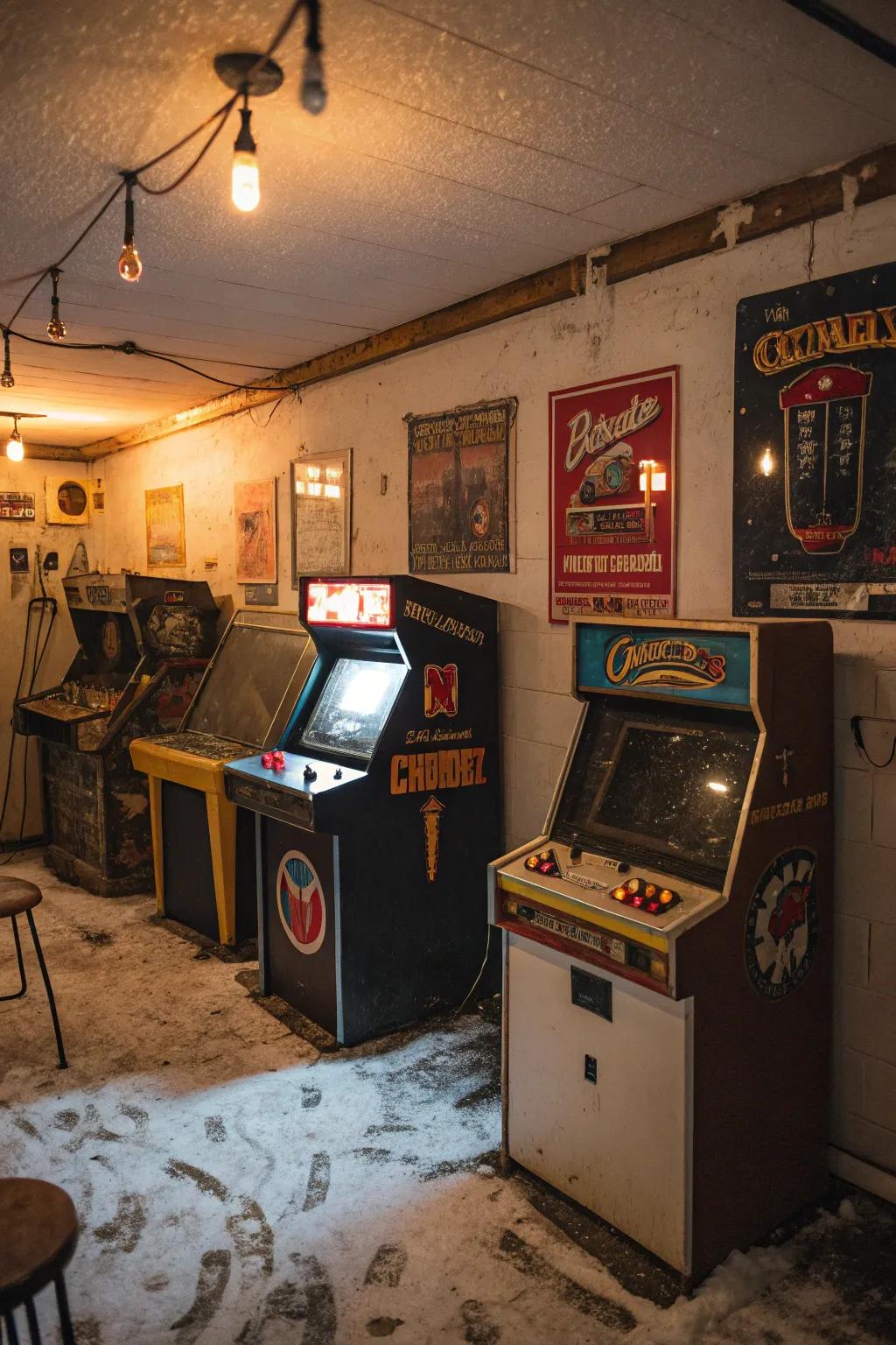 Return to the past with a classic arcade machine area.