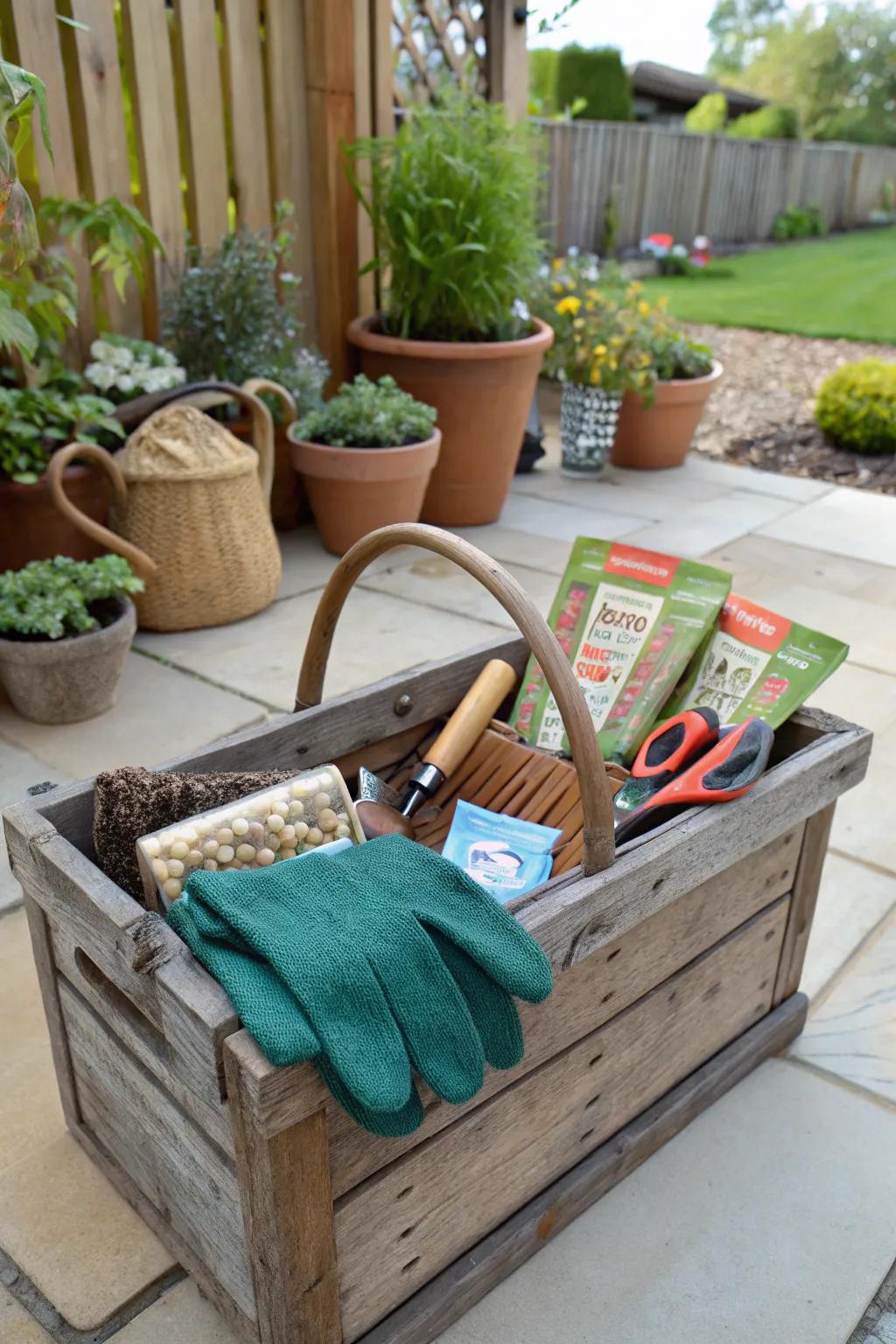 Delight a gardener with a specially themed basket.