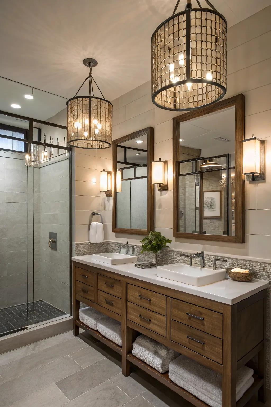 Mixed materials create a vibrant and layered aesthetic.