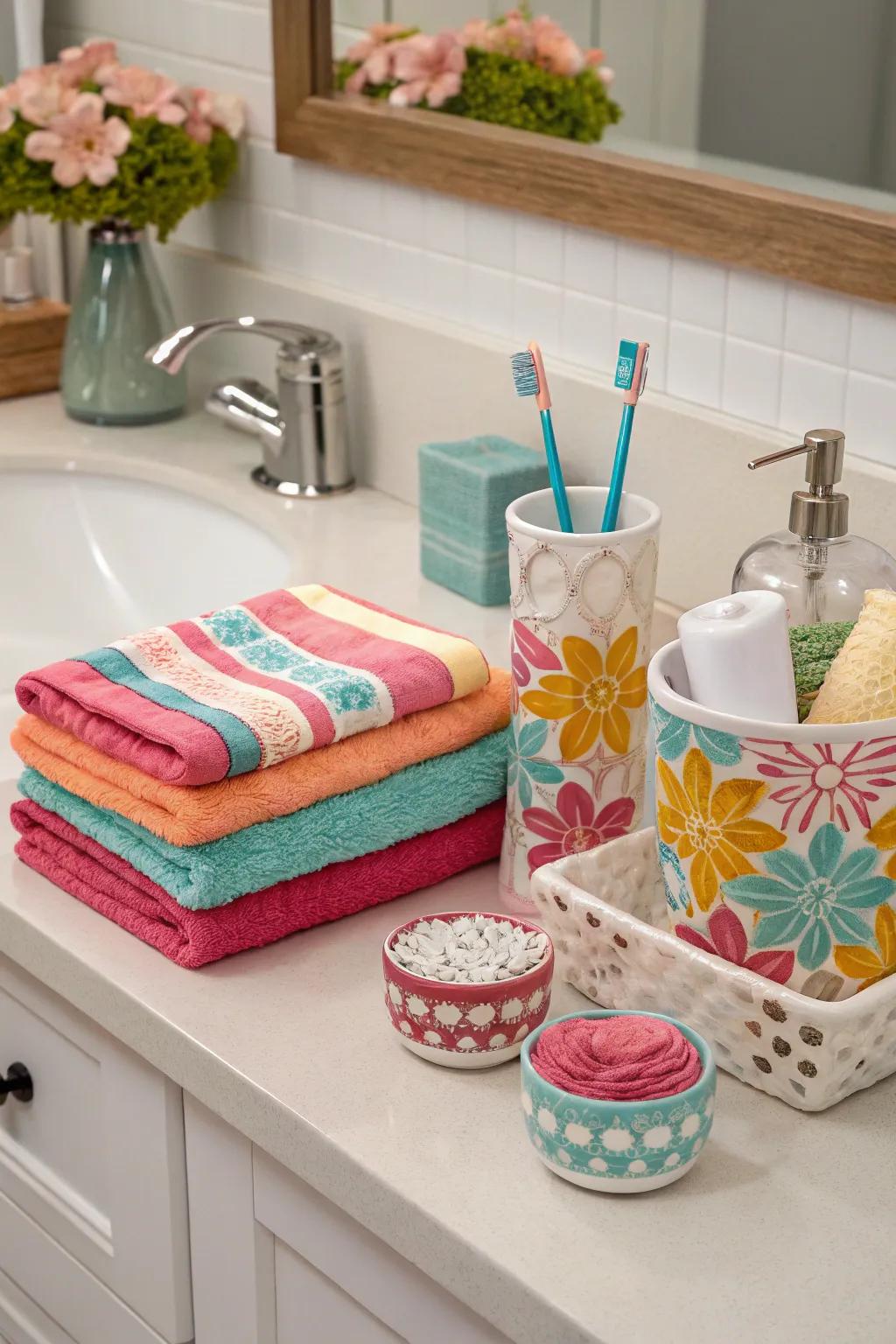 A vibrant splash of color brightens your bathroom.