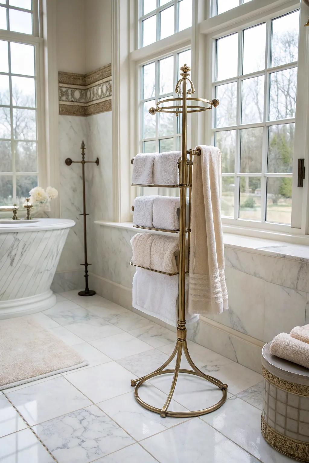 Freestanding stands deliver flexibility in towel keeping.