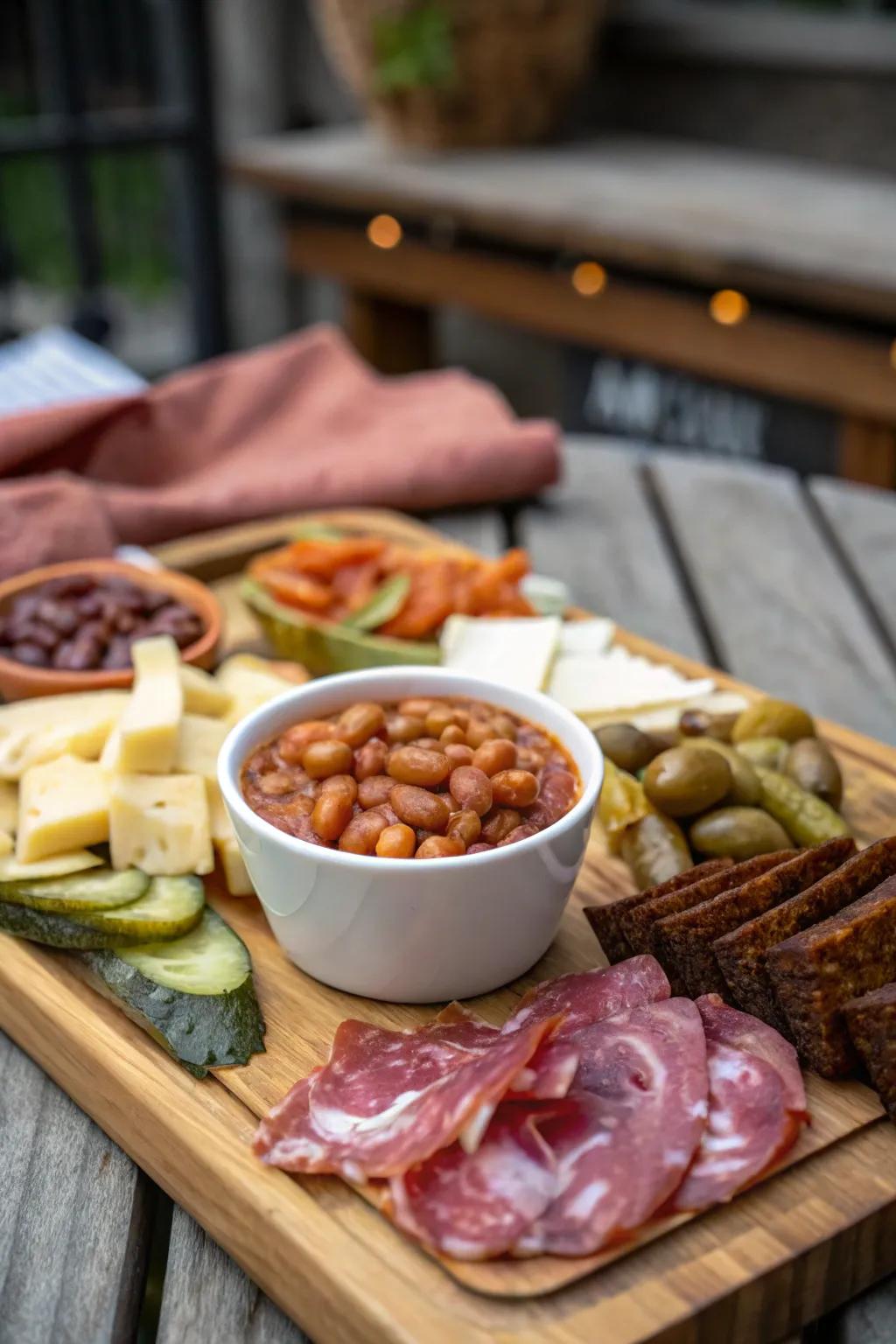 Cooked beans add warmth and comfort to the board