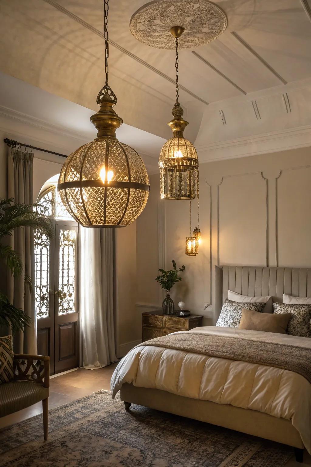 Warm metal finishes create a cozy and elegant glow.