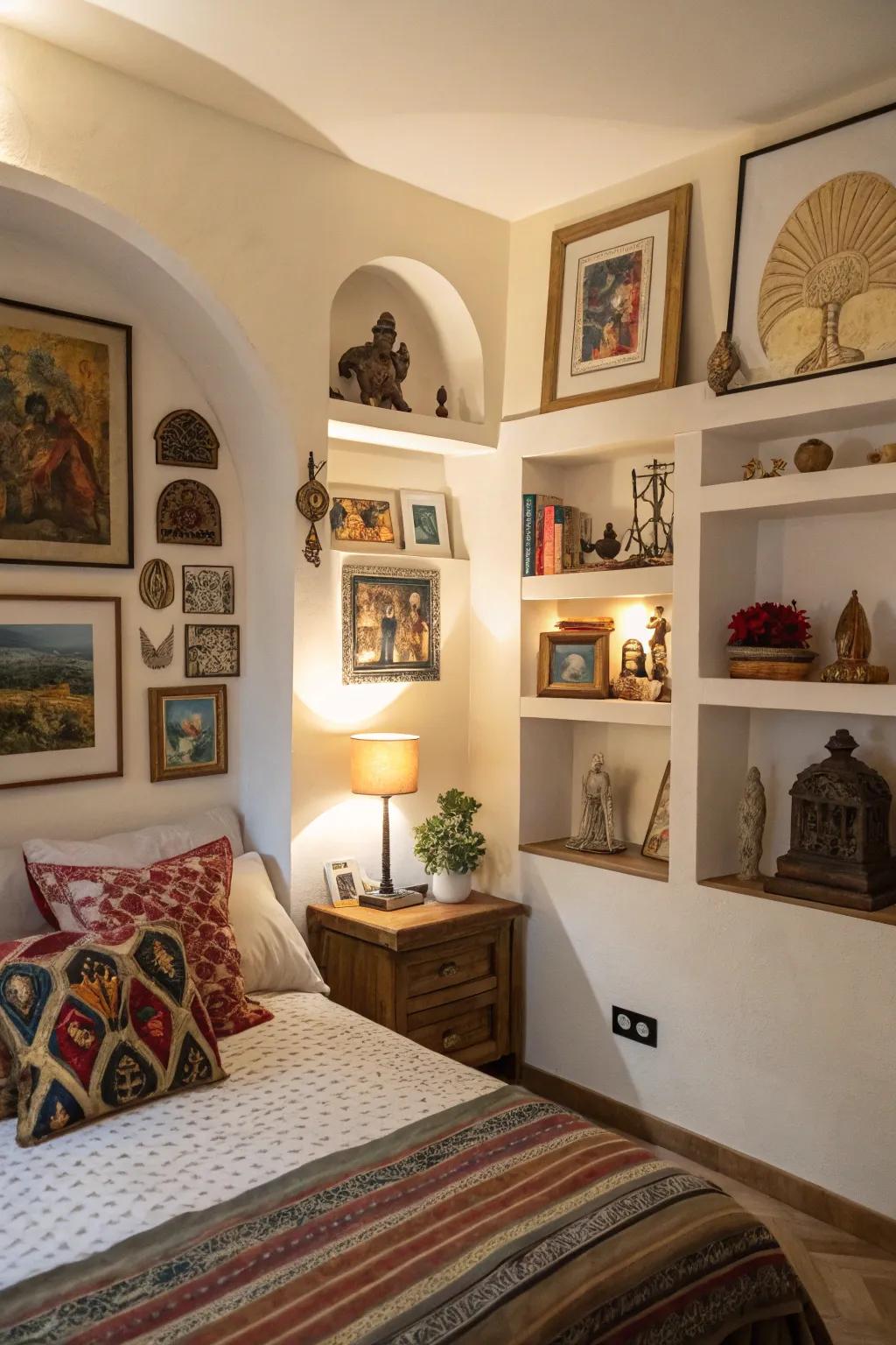 Express your personal taste through artistic display niches.