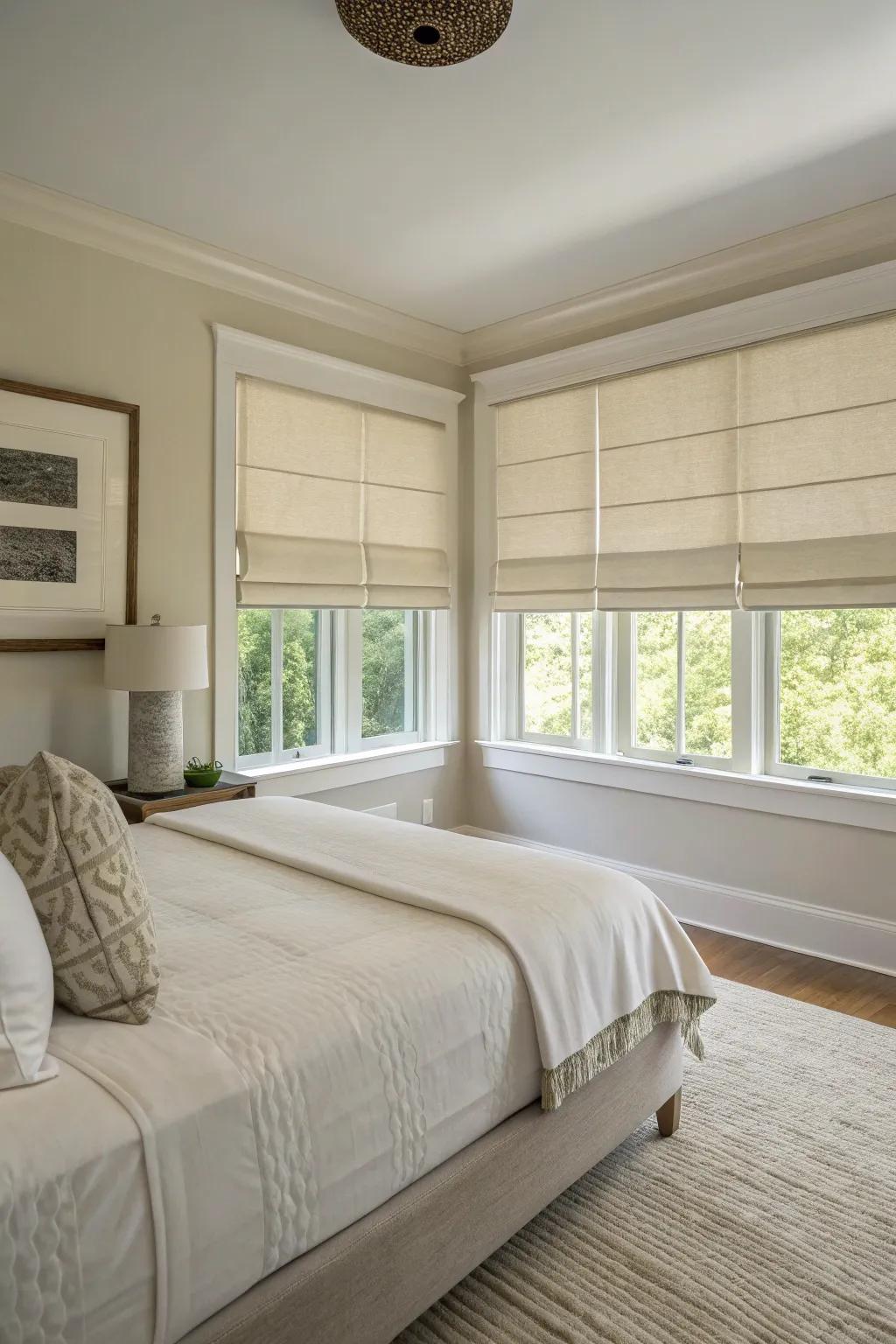 Roman shades provide a sleek and minimalist look for modern spaces.
