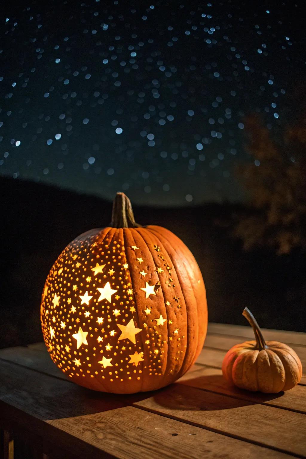 With a celestial pumpkin design that brings the night sky to life, illuminate your Halloween.