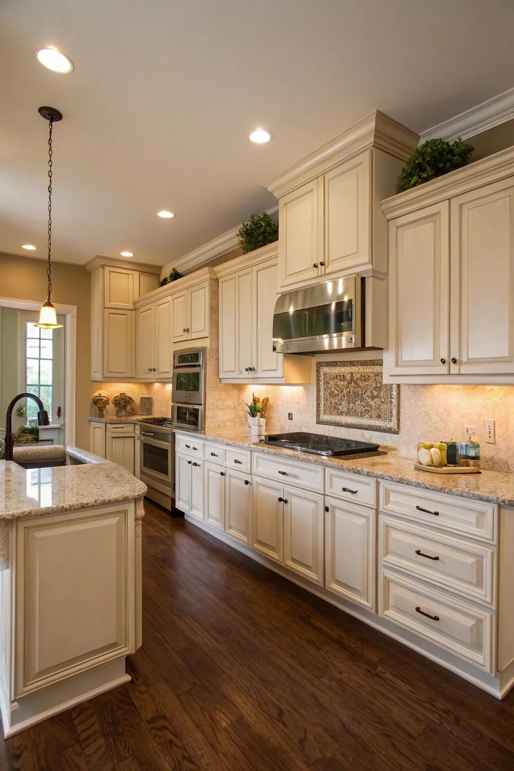 Beige walls deliver a smooth, consistent backdrop.