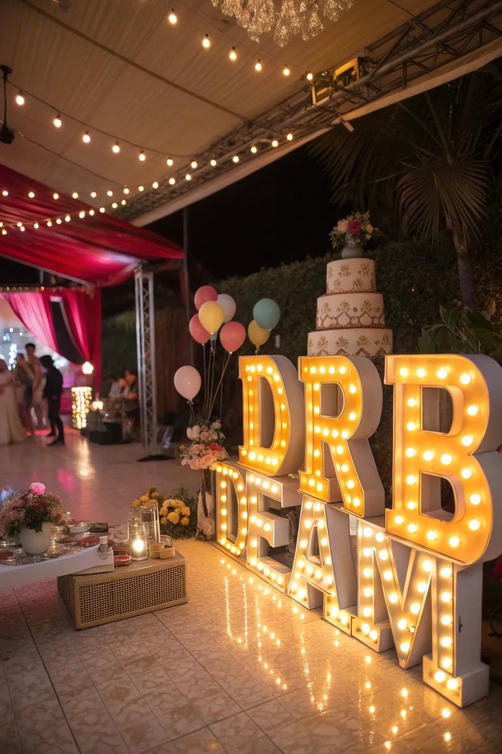 Marquee letters create bold, memorable moments.