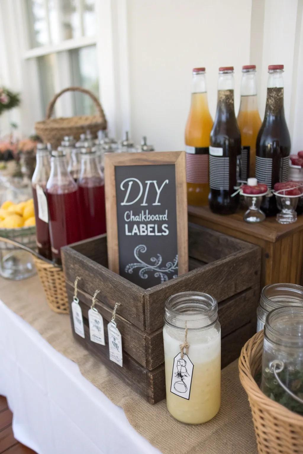 Personalize your station with DIY chalkboard labels.