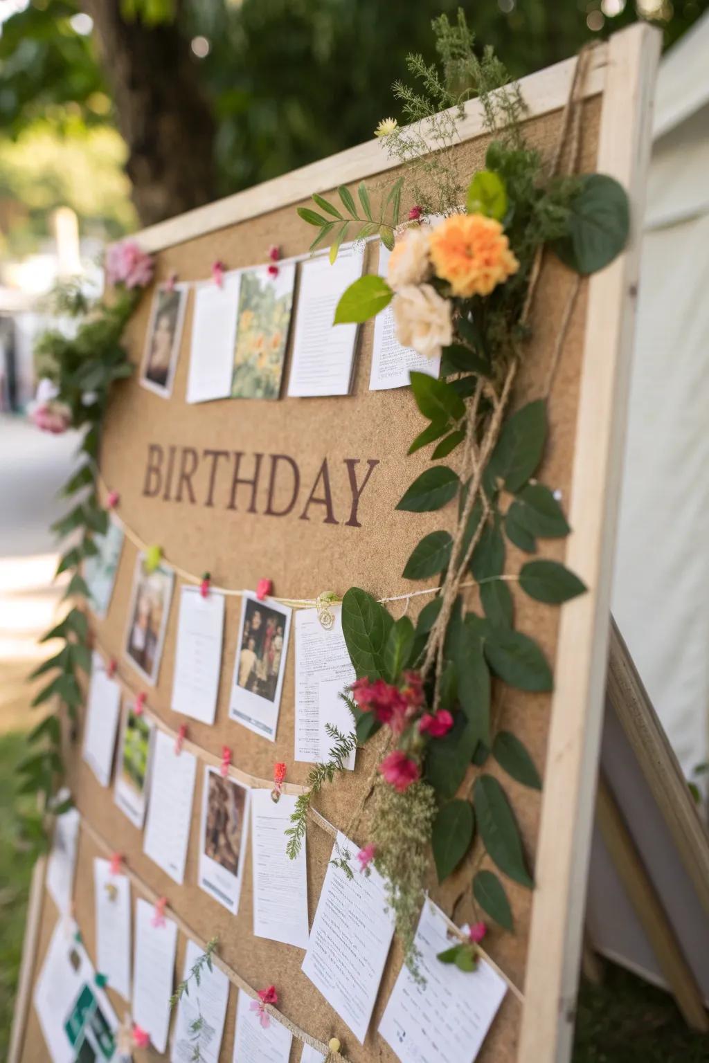 Nature-themed birthday display with a refreshing touch.